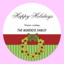 Happy Holidays Stripes stickers