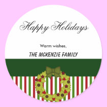 Happy Holidays Stripes stickers