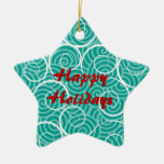 Happy holidays swirls Christmas star ornament