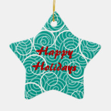 Happy holidays swirls Christmas star ornament