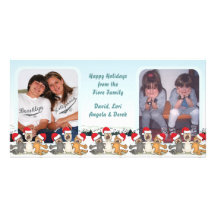 Happy Holidays Town Cats Singing Photo Card