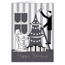 "Happy Holidays" tree decorating Card