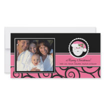 Happy Holidays Unique Pink Santa Photo Customized Photo Card
