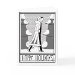 "Happy Holidays" walk in the snow Greeting Cards