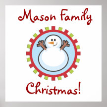 Happy Holidays Winter Snowman Print