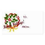 Happy Holidays wreath GIFT TAGS business cards