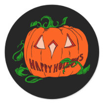 Happy Hollows Pumpkin Halloween Round Sticker
