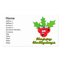 happy hollydays holidays cute holly berries business card