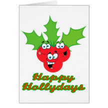 happy hollydays holidays cute holly berries cards