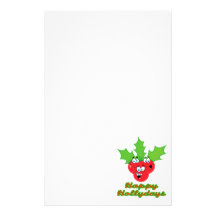 happy hollydays holidays cute holly berries personalized stationery