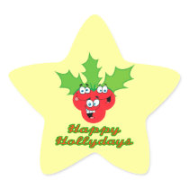happy hollydays holidays cute holly berries star stickers