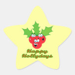 happy hollydays holidays cute holly berries star stickers