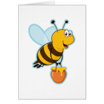 Happy Honey Bee & Honey Pot Greeting Cards
