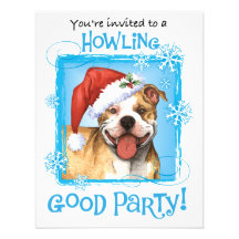 Happy Howliday Pit Bull Terrier Personalized Invite
