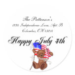 Happy July 4th Teddy Bear/Flag Address Stickers