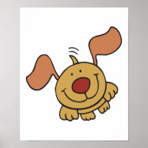 happy jumpy puppy dog poster