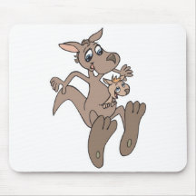 happy kangaroo and joey mouse mats