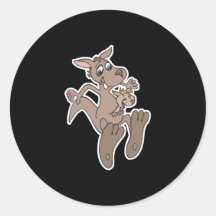 happy kangaroo and joey round stickers