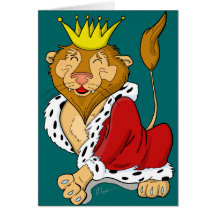 Happy King Lion Cartoon Greeting Card