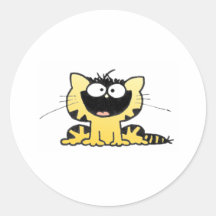 Happy-Kitty Round Stickers