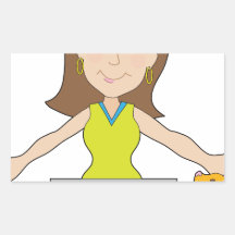 Happy Laptop Lady Rectangle Sticker