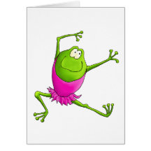 Happy Leaping Ballet Frog Cards