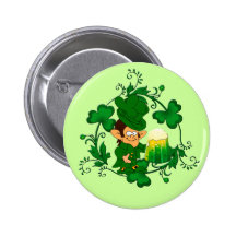 Happy Leprechaun Button