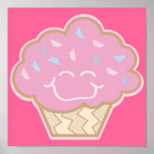 happy little strawberry cupcake posters