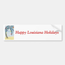 Happy Louisiana Holidays, palm tree with ornaments Bumper Sticker
