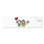 happy lover children with heart shape balloon bumper stickers