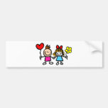 happy lover children with heart shape balloon bumper stickers