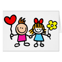 happy lover children with heart shape balloon card