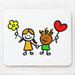 happy lover children with heart shape balloon mousepads