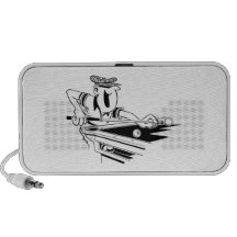 Happy Male Pool Player Doodle Travelling Speaker