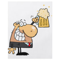 happy man cartoon celebrating with beer full colour flyer