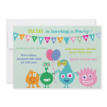 Happy Monsters -Birthday Party Invitations