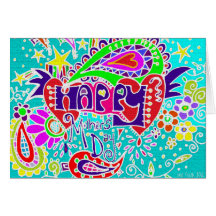 HAPPY Mother's Day   Doodle Card Tiffany Blue