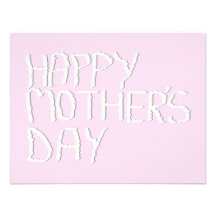 Happy Mothers Day. In pink and White. Custom Personalised Announcement