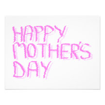 Happy Mothers Day.  Pink Letters. Personalized Announcements