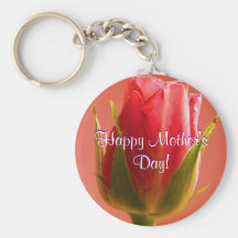 Happy Mother's Day Pink Rose I Keychains