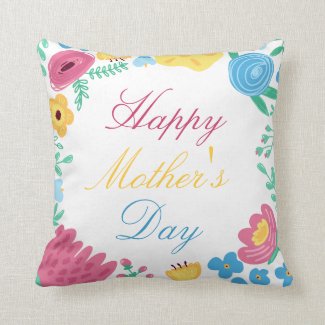 Happy Mother's Day Spring Flowers Throw Pillow Throw Cushions