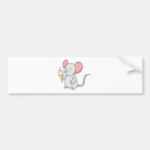 Happy Mouse Eating Ice Cream Bumper Stickers
