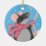 Happy Mouse in Snow Winter Ornament ornaments