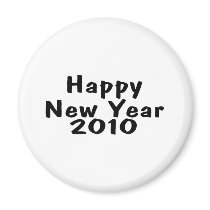 Happy New Year 2010 Black Magnets