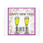 HAPPY NEW YEAR 2012 CHAMPAGNE TOAST PRINT POSTCARDS