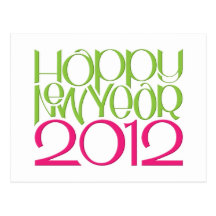 Happy New Year 2012 lime pink Postcard
