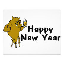 Happy New Year Bull And Beer Personalized Invite