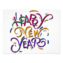 Happy New Year Colour 2 Invitations