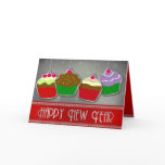 Happy New Year Cupcakes Ornament Greeting Card