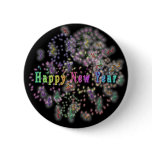 Happy New Year Fireworks N Streamers Button